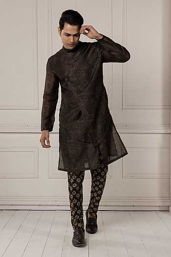 Olive Green Layered Kurta Set