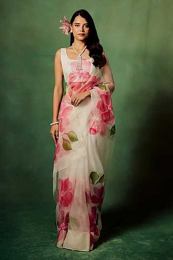 Flora Hand Painted Saree With Unstitched Blouse Piece