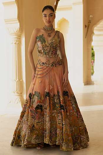 Embroidered Corset & Lehenga Set