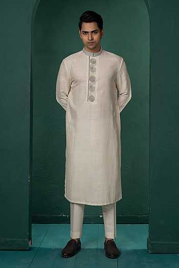 Geometric Placement Embroidered Kurta Set