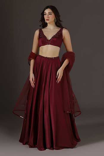 Placement Embroidered Lehenga Set