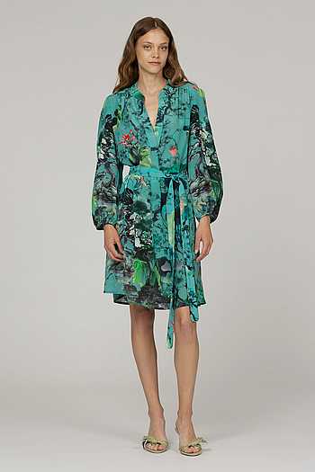 Allium Floral Print Dress With Belt