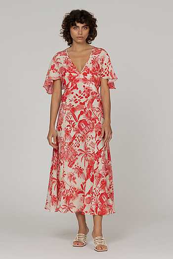 Aster Flower Print Dress
