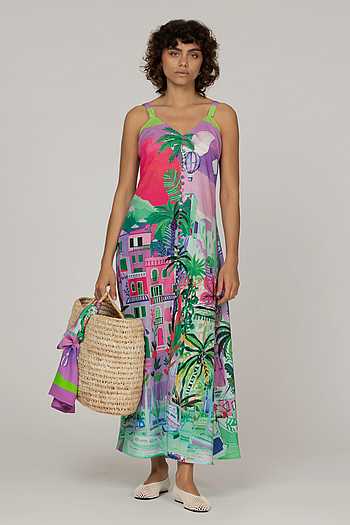 Greca Floral Print Dress