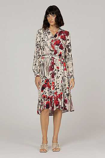 Lupine Floral Print Dress With Belt