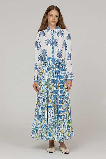 Perorian Floral Print Dress With Belt