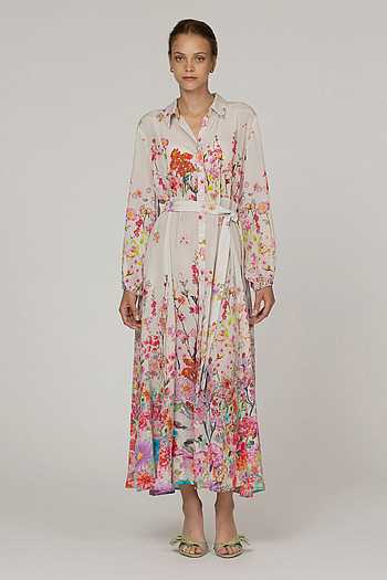Mahonia Printed Midi Dress With Belt