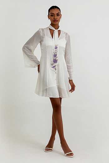 【るり】Acka sheer melt sleeve dress Buy White Satin Keyhole Neck Aubrielle Sheer Dress For Women by