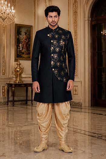 Draped Sherwani With Peshawari Pant