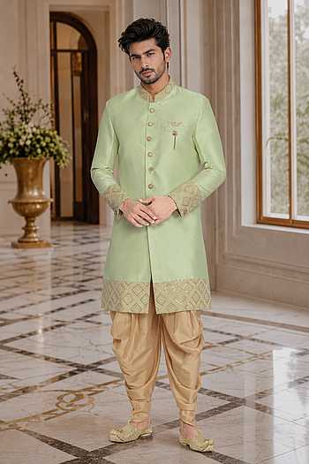 Sherwani Jacket & Cotton Peshawari Pant Set