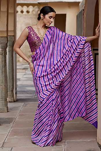 Lehriya Tussar Silk Saree With Blouse