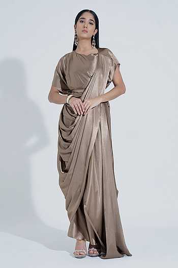 Silk Cowl Draped Gown