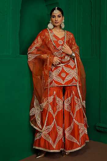 Sridevi Embroidered Kurta Gharara Set