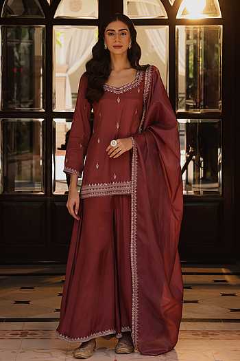 Izar Embroidered Kurta Palazzo Set