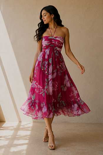 Rosee Midi Recycled Chiffon Dress