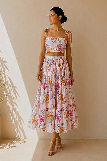 Fiora Printed Recycled Chiffon Skirt Set