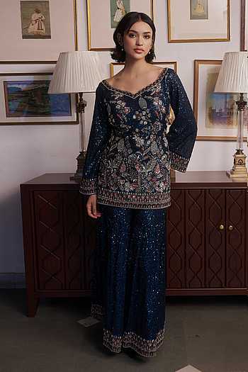 Embroidered Kurta Sharara Set