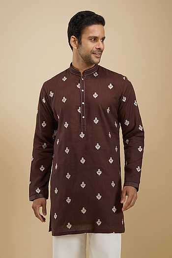 Thread Embroidered Buttis Short Kurta Set 
