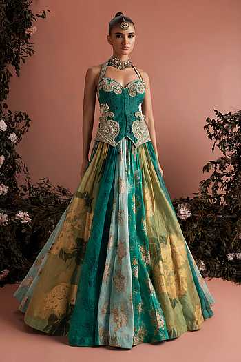 Jasma Flower Print Skirt & Bustier Set