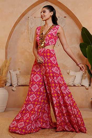 Olive Geometric Print Jumpsuit