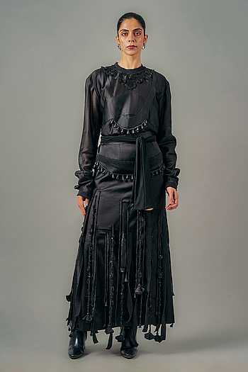 Tube Patchwork Chanderi Silk Top & Skirt Set