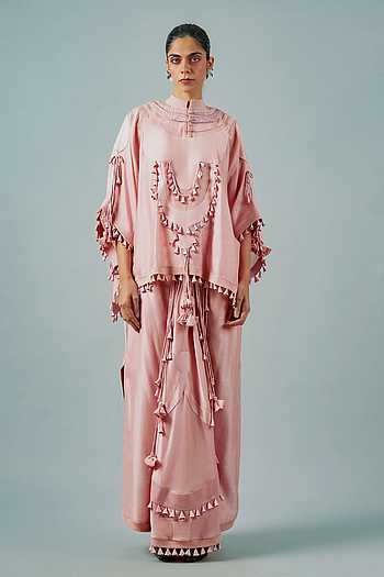 Patchwork Embroidered Cape & Skirt Set