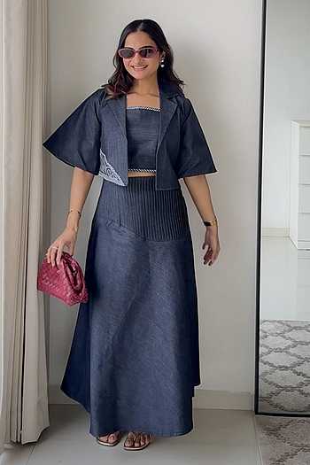 Midnight Cutwork Jacket & Skirt Co-ord Set
