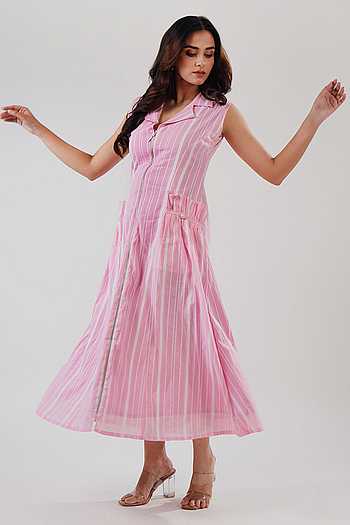 Pink Stripe Midi Dress
