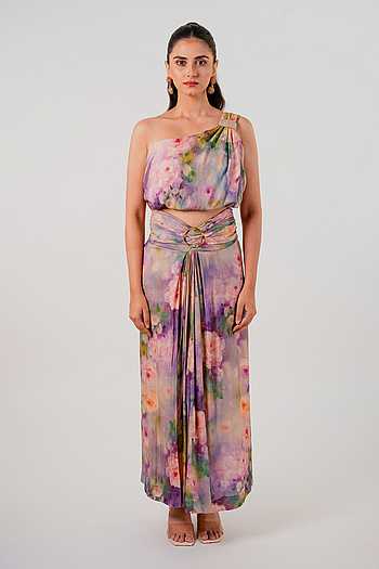 Rose Draped Top & Skirt Co-ord Set