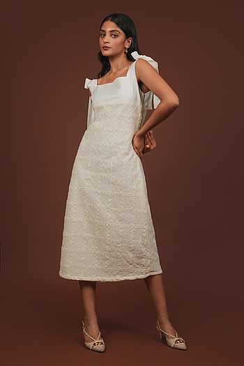 Shoulder Tie Midi Dress