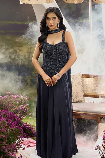 Embroidered Top Flared Palazzo Set
