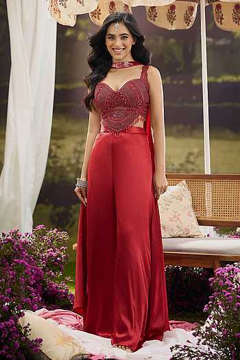 Embroidered Blouse Palazzo Set