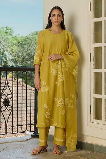 Marigold Applique Work Kurta Set