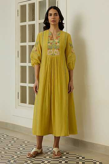 Marigold Applique Work Dress