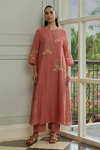Blush Applique Work Kurta & Pant Set