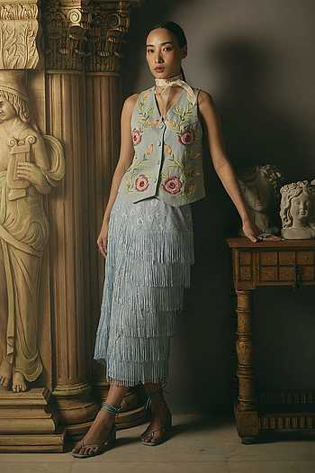 Hand Embroidered Vest & Skirt Set