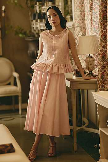 Rose Block Top & Skirt Set