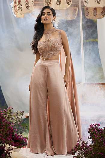 Embroidered Blouse Palazzo Set