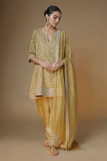 Champagne Gold Choga Kurta Salwar Set
