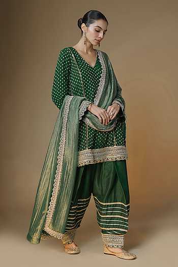 Emerald Green Choga Kurta Farshi Salwar Set