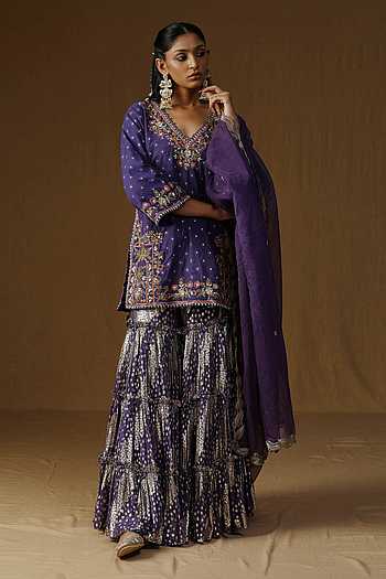 Noorika Neel Kusum Embroidered Sharara Set