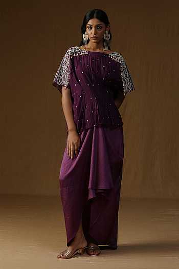Indulekha Noor Neel Top & Skirt Set