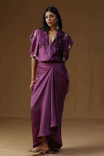Rangadevi Jamuni Shirt & Draped Skirt Set