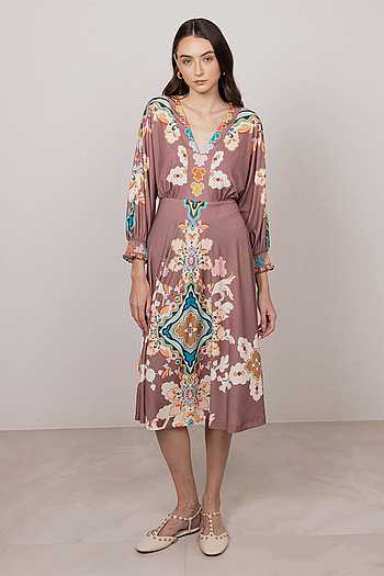 Arelis V Neck Midi Dress