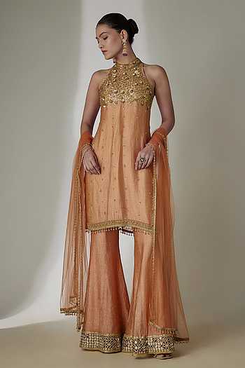 Embroidered Kurta Sharara Set