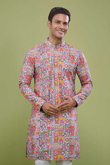 Thread & Sequin Embroidered Kurta Set 