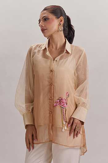 Hand Painted Flamingo Bird Shirt & Pant Set 