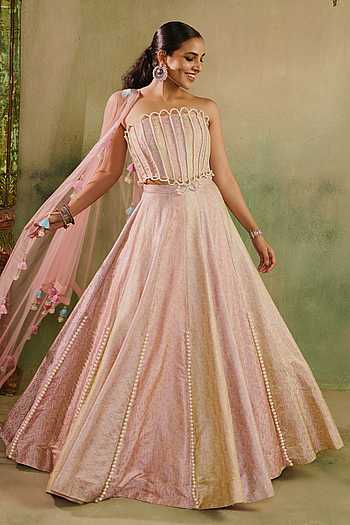 Rose Paisley Lehenga Corset Set