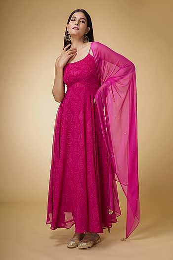 Bandhani Print Anarkali With Dupatta 