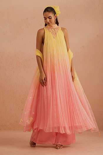 Ziyat Ombre Pleated Kurta Set